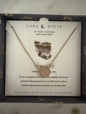 Luna Norte Gold Druzy Pendant Necklace